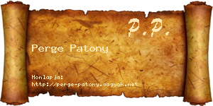 Perge Patony névjegykártya